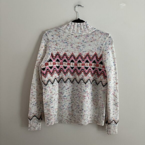 LOFT Women XS Colorful Flecked Fair Isle Knit Mock Neck Pullover Sweater - Picture 10 of 10